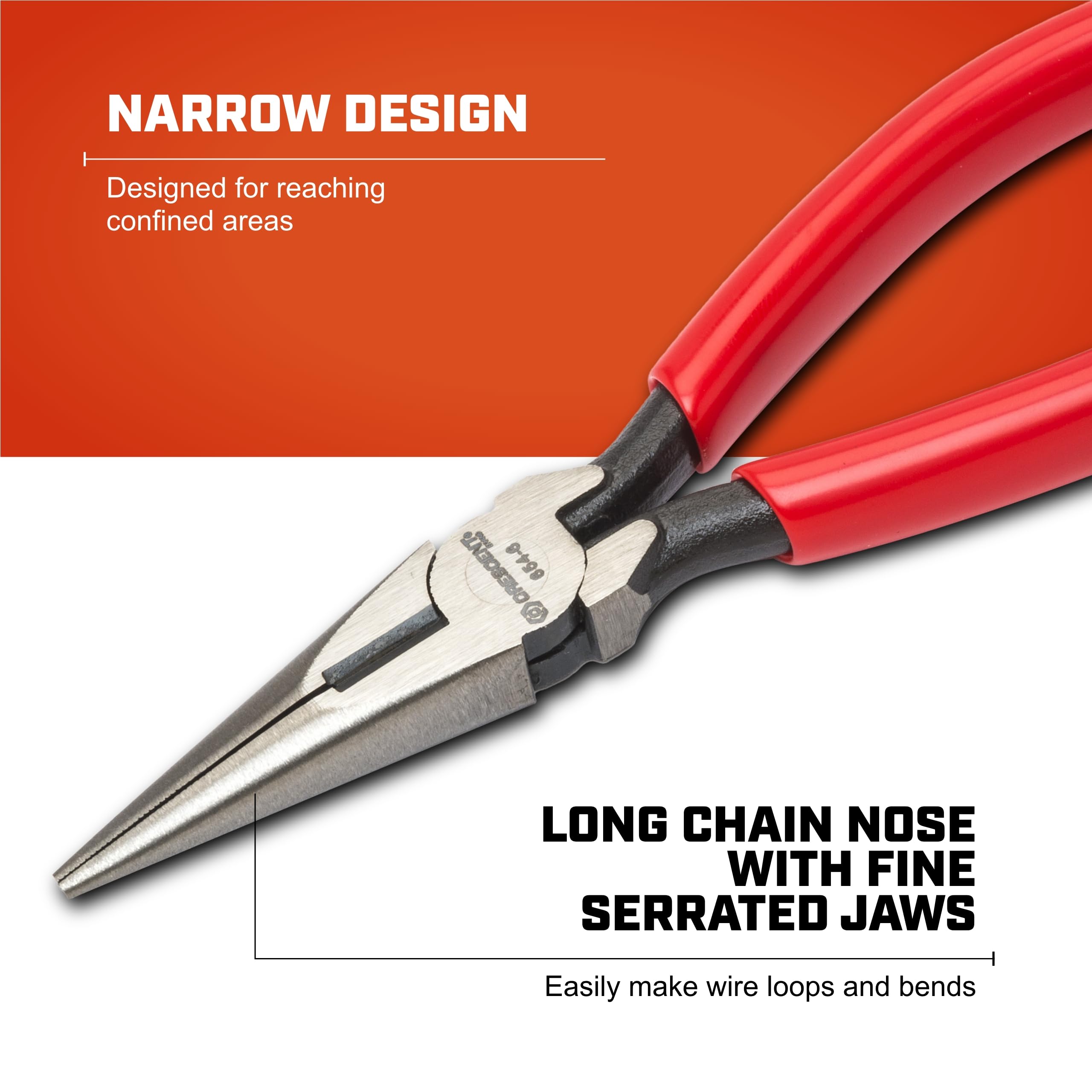 Crescent 6" Long Chain Nose Pliers Solid Joint Side Cutting - Grip Pliers with Side Cutter - Premium Wire Cutter - 6" - 6546CVSMLN