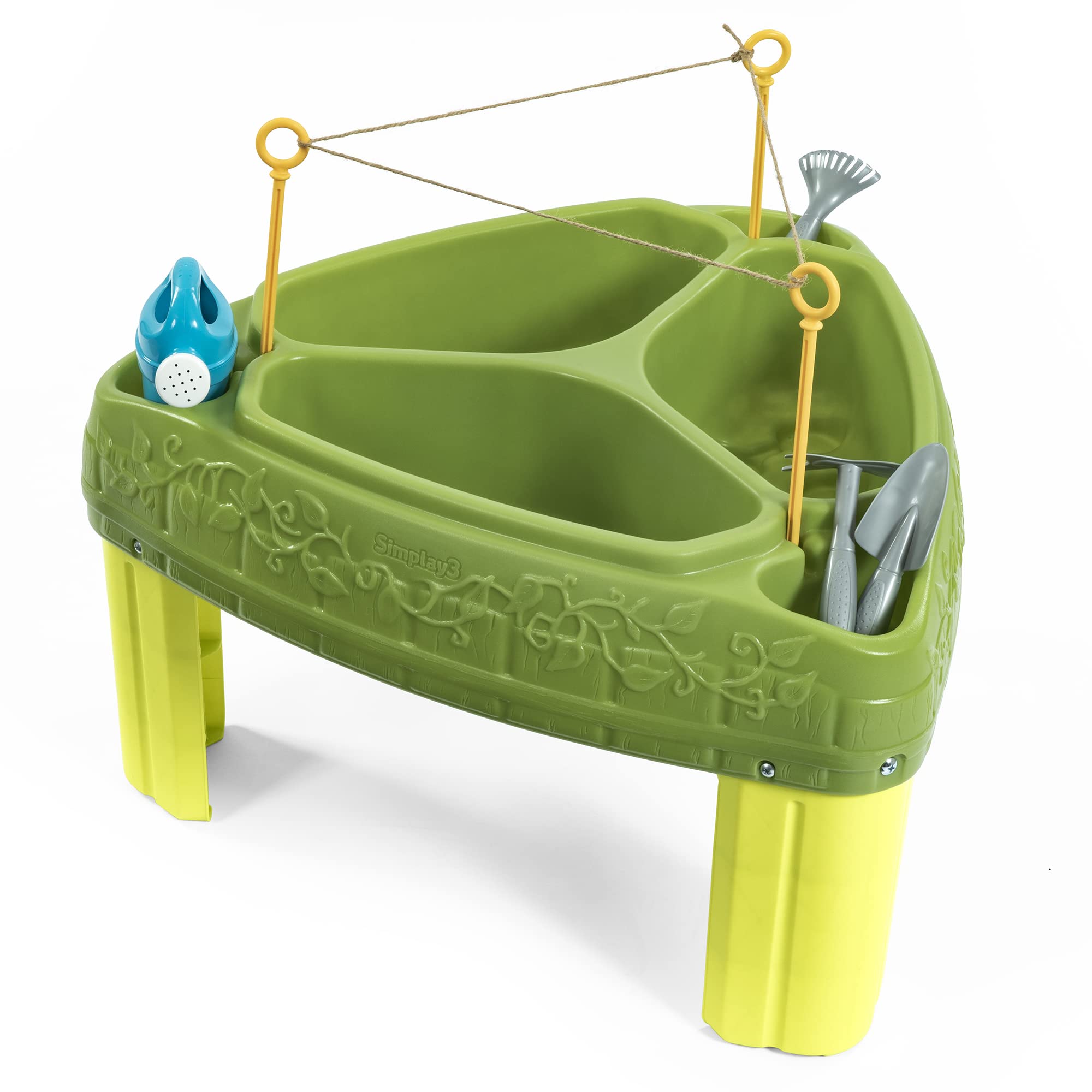 Simplay3 Raised Garden Planter Seed to Sprout, Kids Outdoor Kit with Garden Tools for Growing Flowers or Vegetables, Green, Made in USA