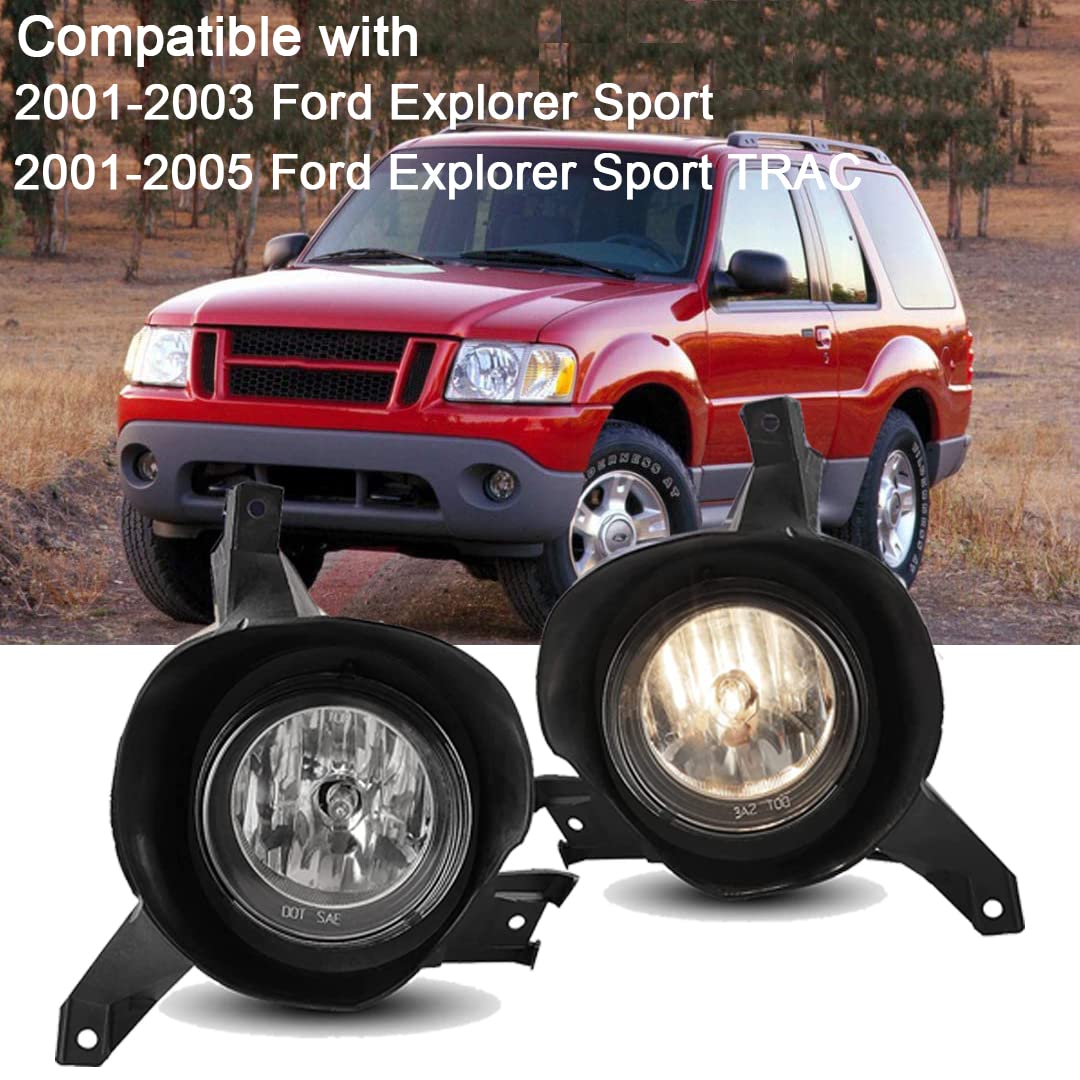 Winjet WJ30-0553-09 2001-2005 Ford Explorer Sport Trac / 2001-2003 Clear Lens Ford Explorer Sport Factory OEM Style OE Fitment Replacement Fog Light A Pair Set