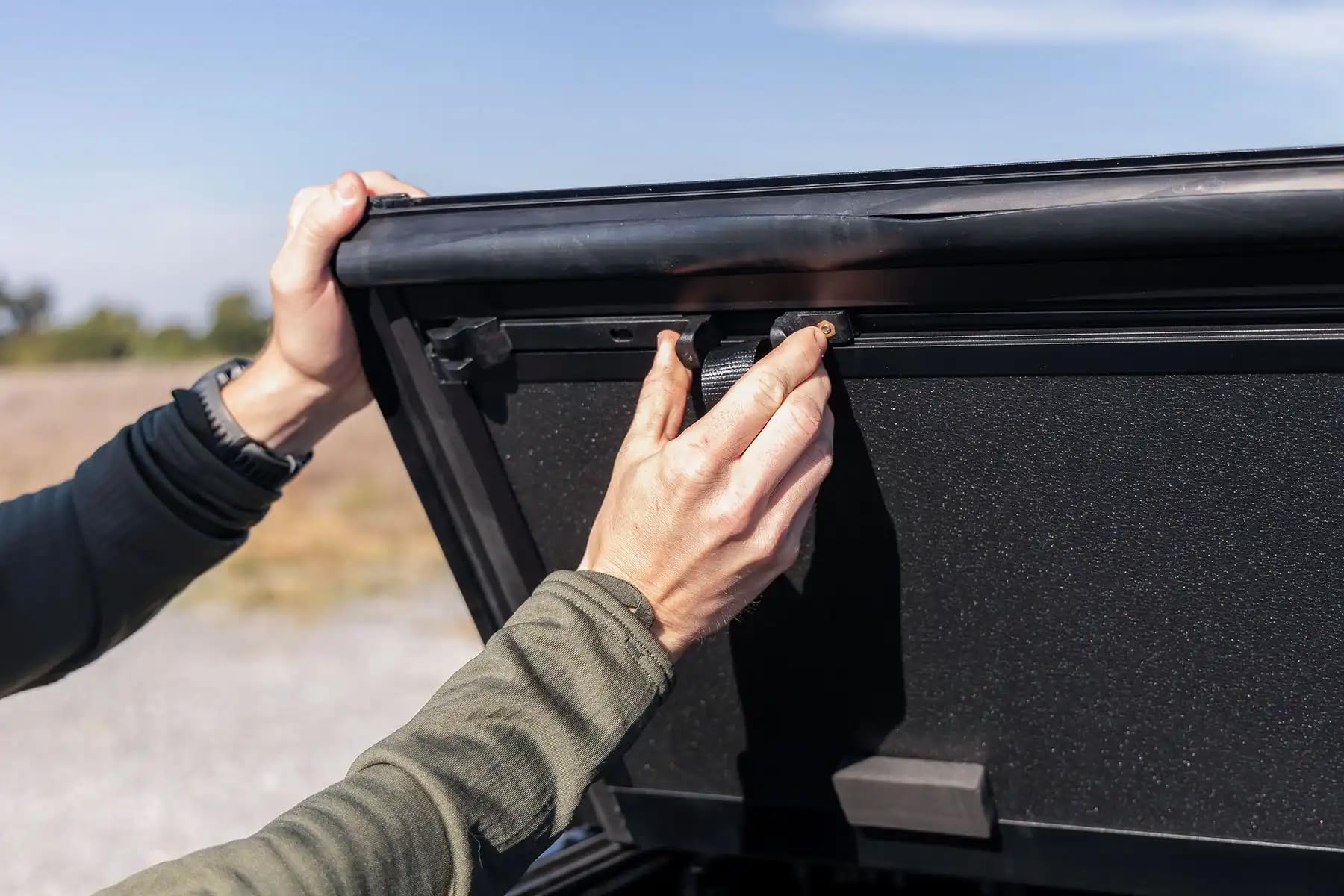 Rough Country Hard Tri-Fold Truck Bed Cover Flip Up for Chevy Colorado & GMC Canyon (2015-2024) - Fits 6' Bed, All-Weather, Flush Aluminum Panels