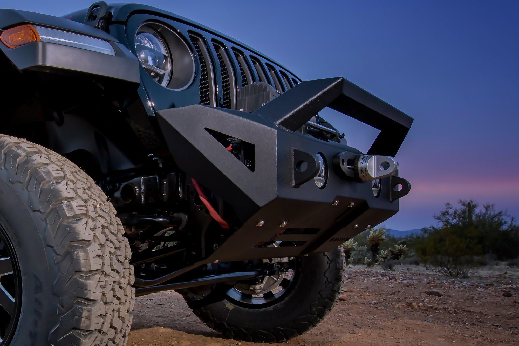 Front Magnum Bumper Winch RT Style Black Compatible with 2018-2025 Wrangler JL/JLU, Gladiator