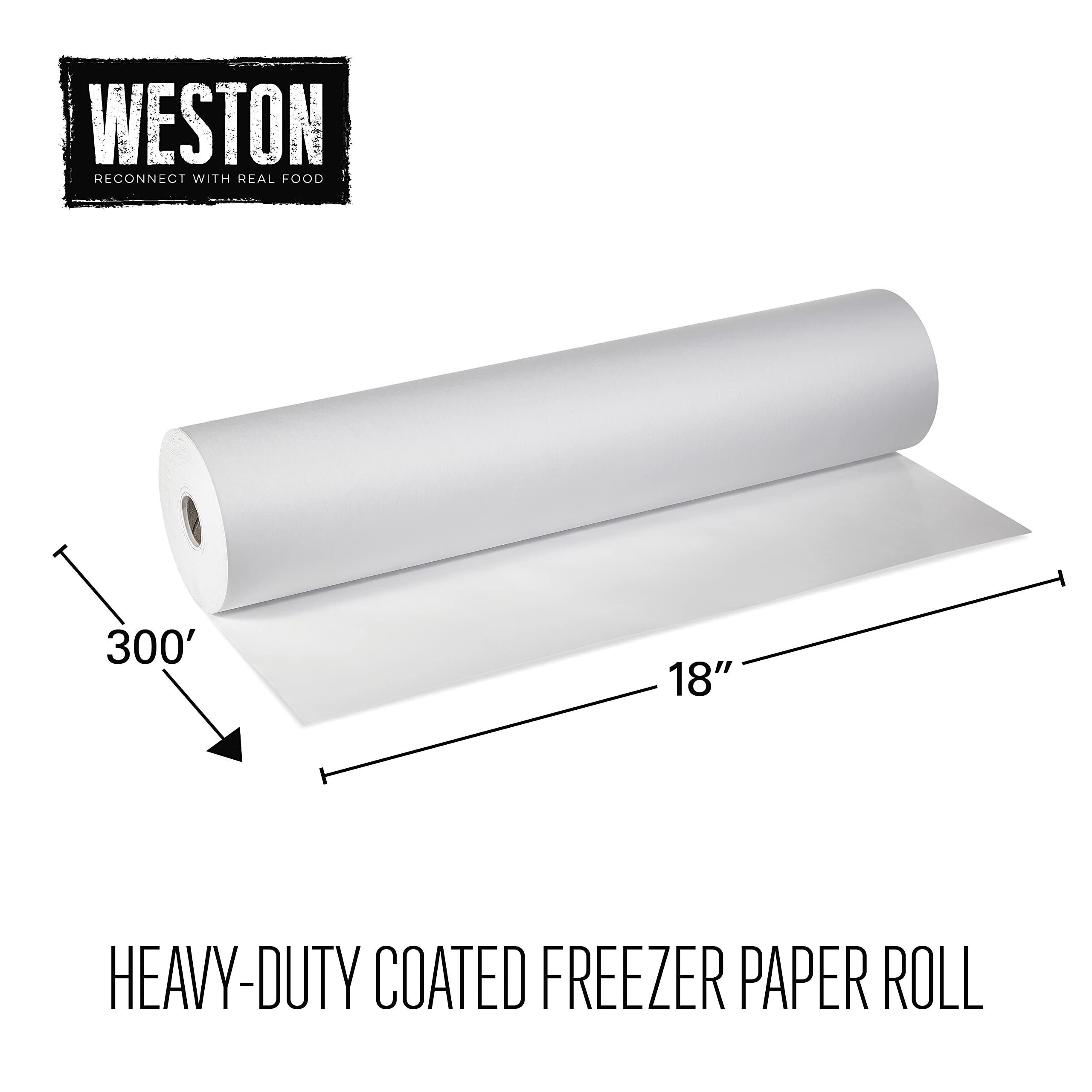 Heavy Duty Weston Freezer Paper in Dispenser Box, 18-Inch-by-300-Feet (83-4001-W) with Cutter, White
