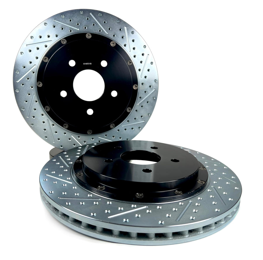 Baer Brakes EradiSpeed+ 2302066 Rear 2-piece Brake Rotors Slotted Drilled Zinc Plated