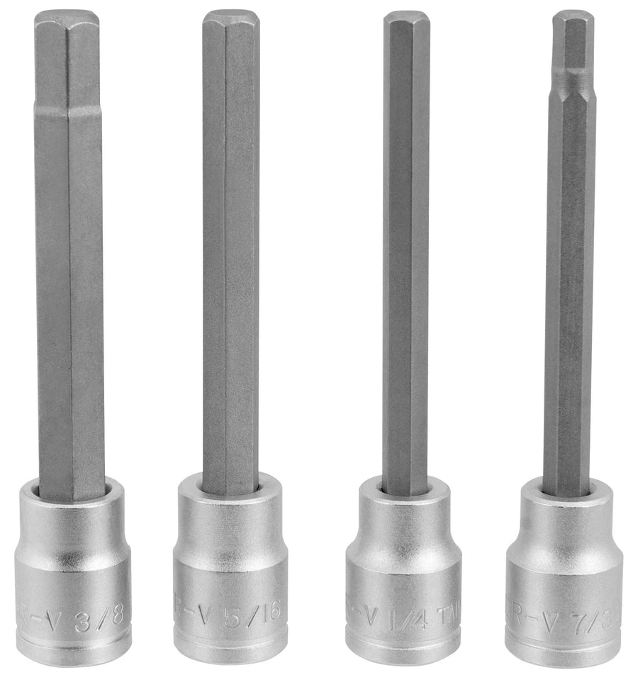 4pc Performance Tool W86022 3/8-Inch Drive Long Brake Caliper Metric Bit Set