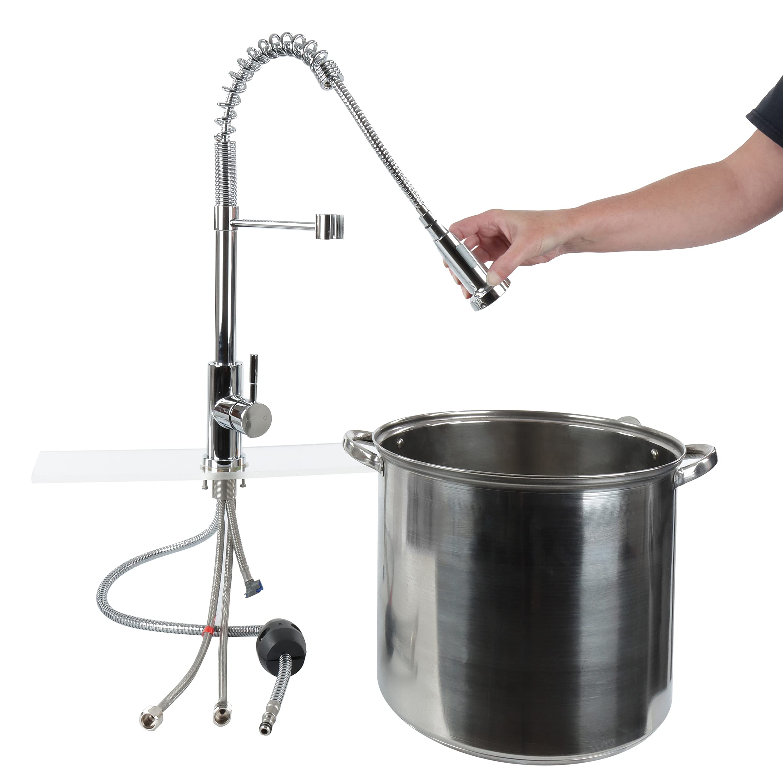Pull Down Kitchen Faucet Empire with Sprayer - Chrome Kitchen Sink Faucet with Optional Hole Covering Deck Plate
