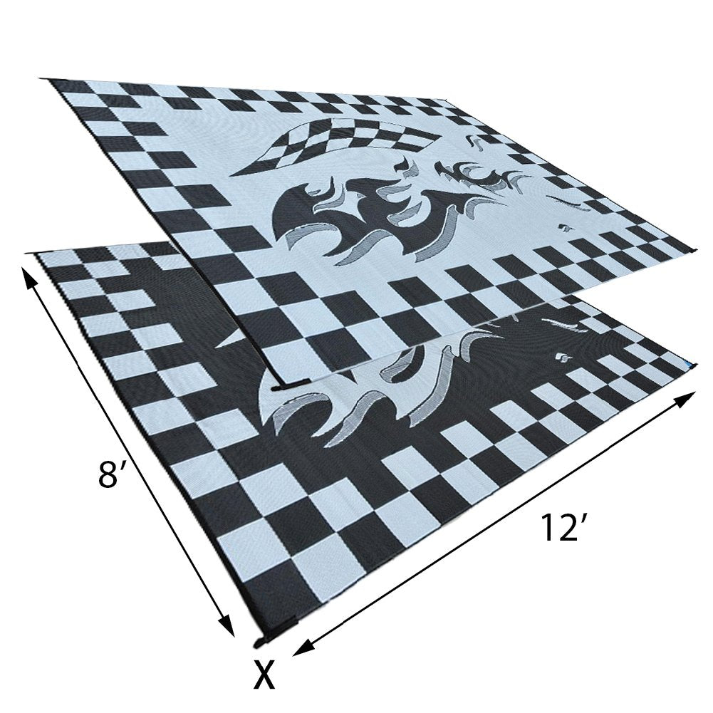 Camping Stylish HA1 Black Checker Flag Mat (8-Feet x 12-Feet)