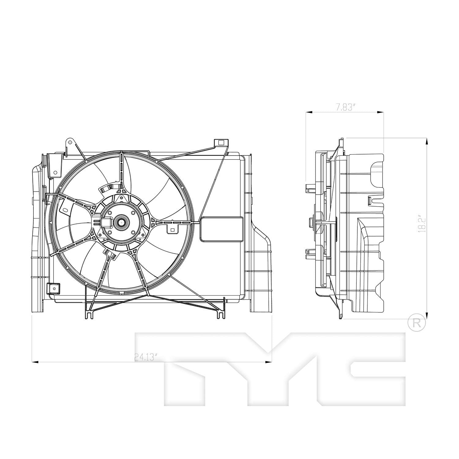 Cooling Fan Assembly TYC 624090 Compatible with 2016-2020 Chevrolet Malibu