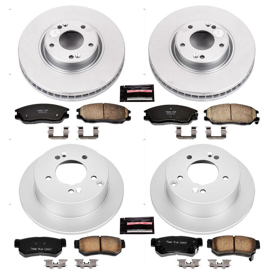 Power Stop CRK4450 Brake Rotor & Coated Ceramic Brake Pads- front & rear For Hyundai XG350 2003-2005 [Model Specific]