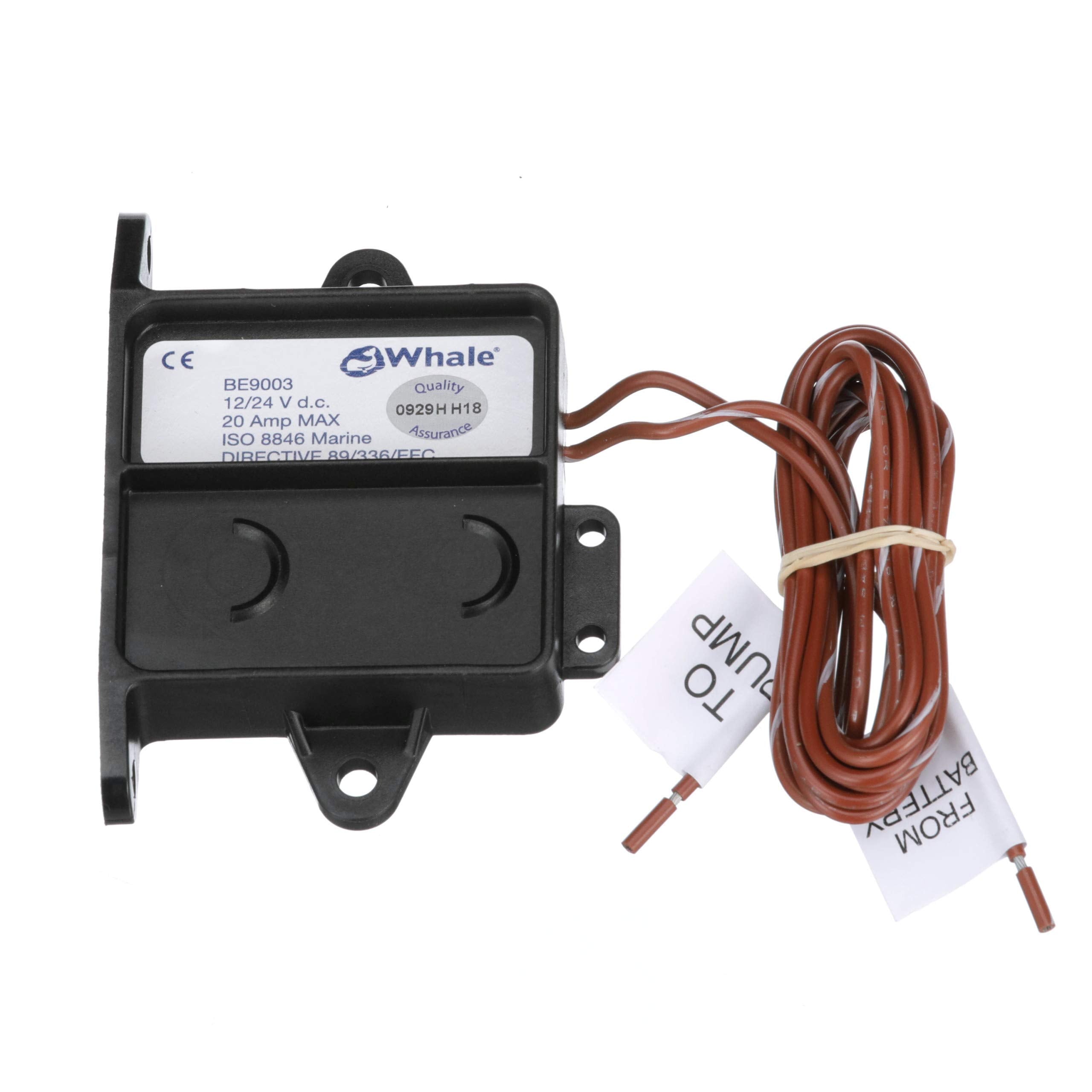 Whale BE9003 Electric Sensor Field Switch, 12V or 24V, Suitable for Up to 20 Amps, Black