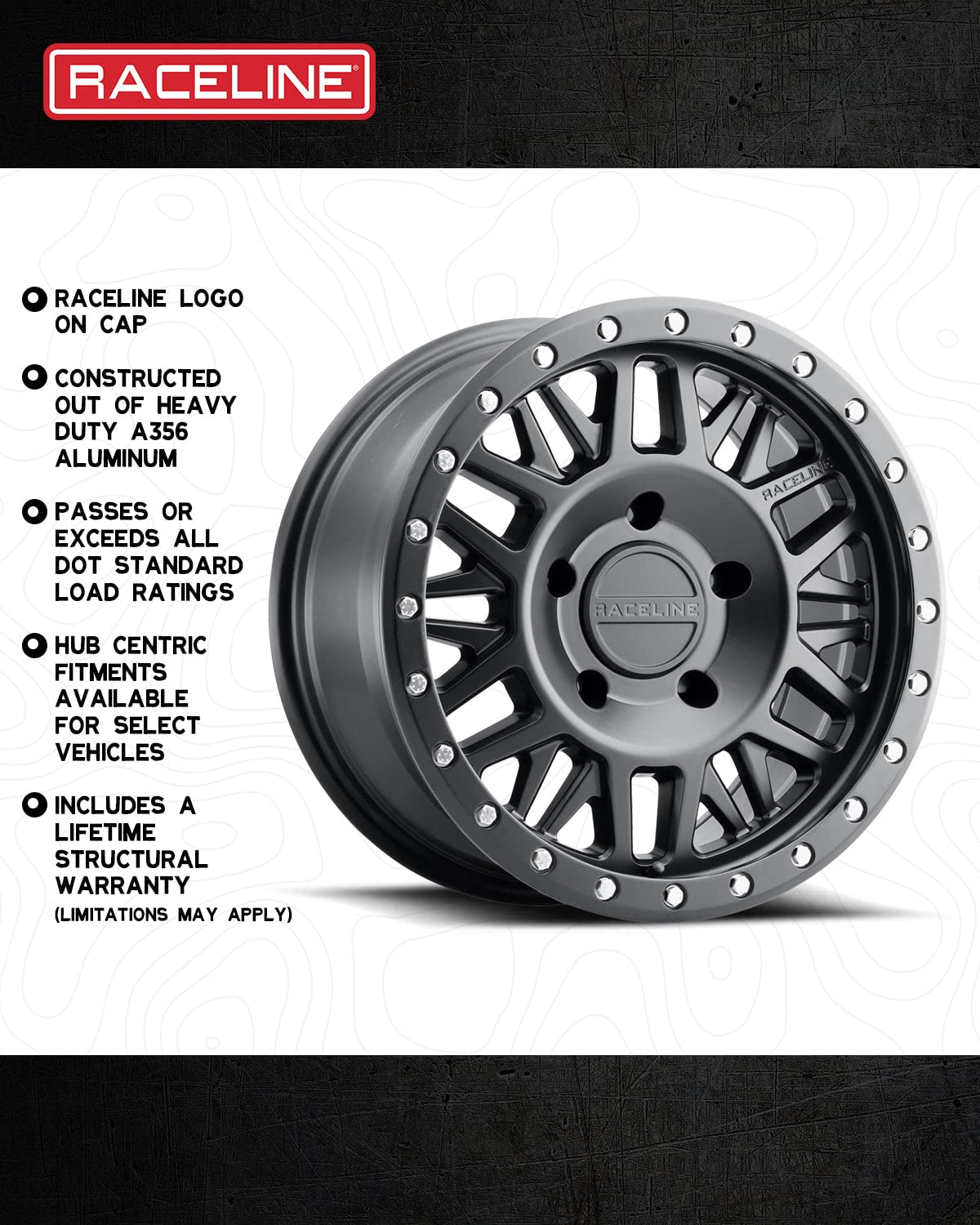 Raceline 951B Wheels RYNO Satin Black 17X8.5"6X135 Bolt Pattern 0mm Offset/(4.75"B/S) 6 Spoke Mesh Aluminum Passenger Car Wheels, Full Size Replacement Black Car Rims