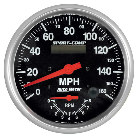 Auto Meter Gauge, Tach/Speedo, 5", 160Mph & 8K RPM, Elec. Program., Sport-Comp