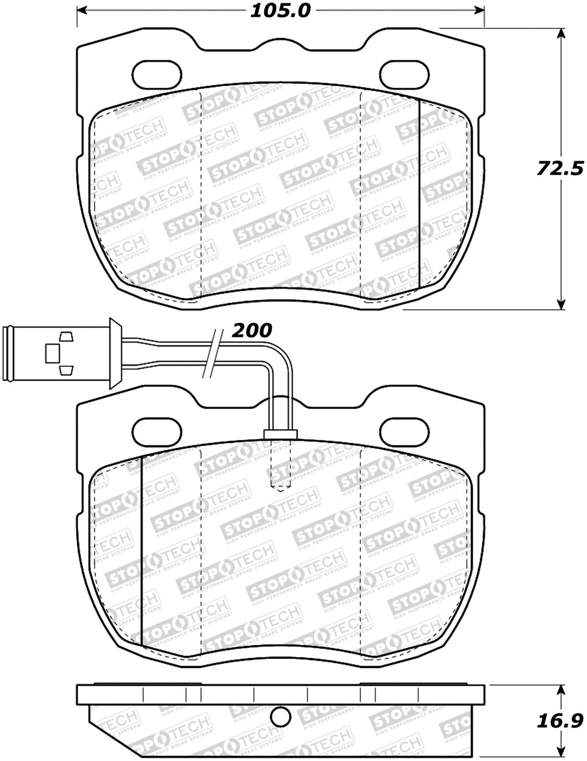 Front StopTech 308.05200 Brake Pads with Shims Street