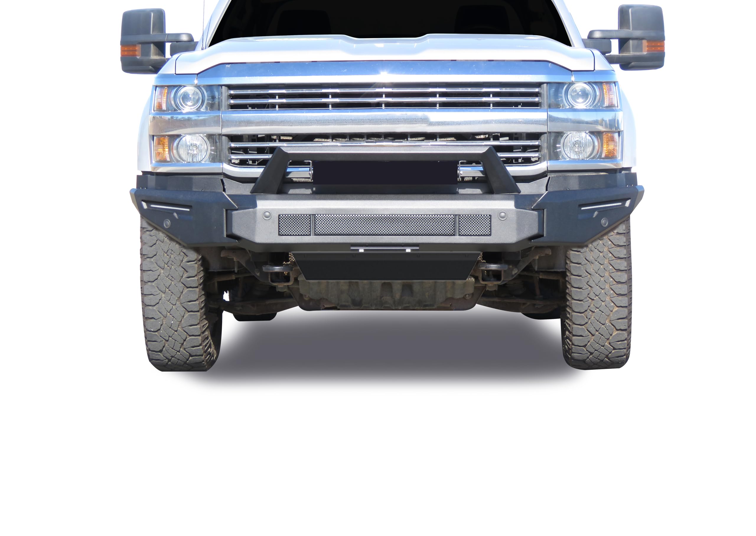 Heavy Duty Black Horse Armour II Modular Front Bumper Matte Black Compatible with 2015-2019 Chevrolet Silverado 2500 HD|2015-2019 Chevrolet Silverado 3500 HD-AFB-SI35