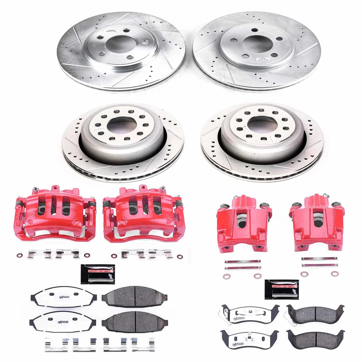 Power Stop Z26 KC4486-26, Front and Rear Caliper Kit-Brake Rotors, Carbon Ceramic Brake Pads, Calipers For Lincoln Town Car 2003-2011 [Model Specific]