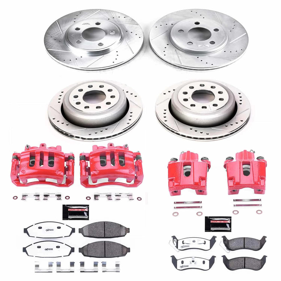 Power Stop Z26 KC4486-26, Front and Rear Caliper Kit-Brake Rotors, Carbon Ceramic Brake Pads, Calipers For Lincoln Town Car 2003-2011 [Model Specific]