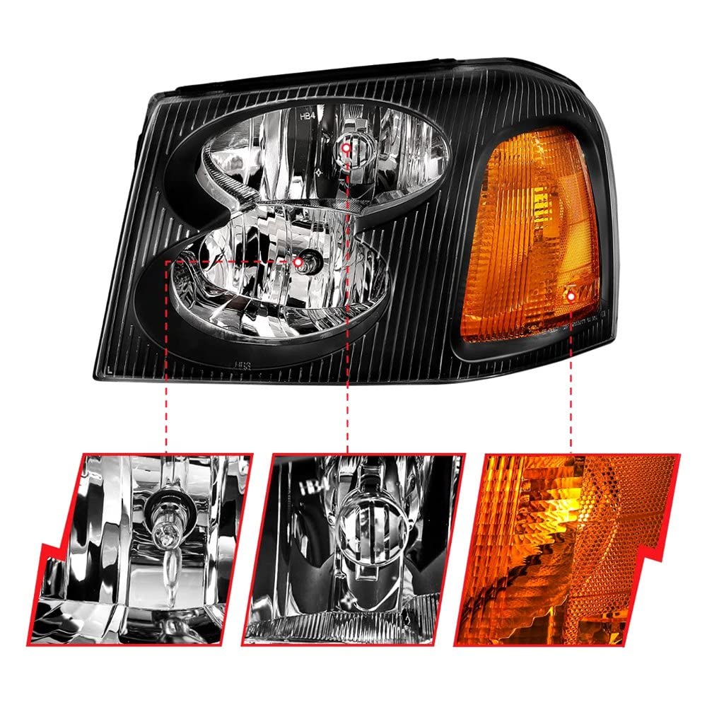 GMC ENVOY ANZO USA 02-09 CRYSTAL HEADLIGHTS BLACK