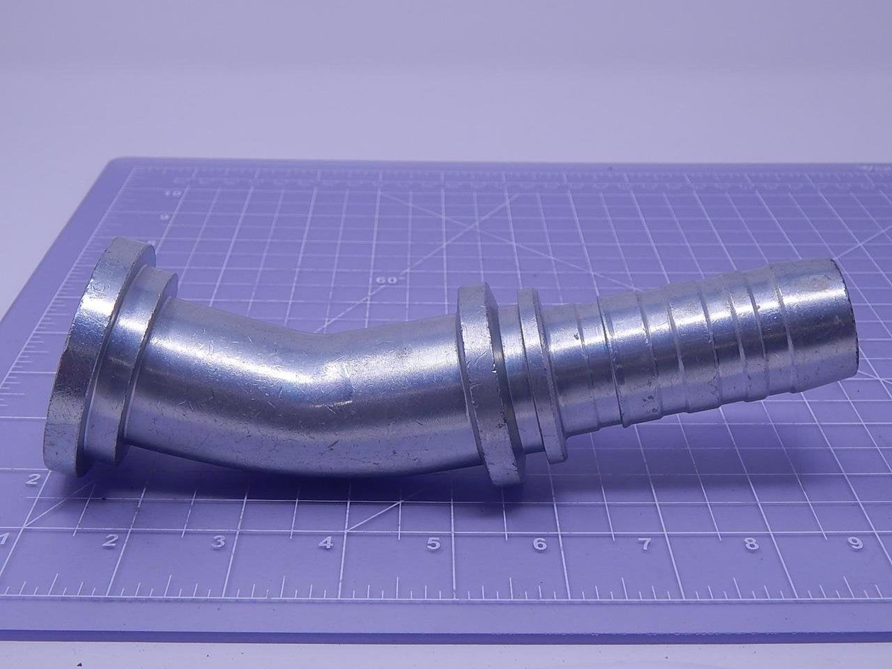 GlobalSpiral Couplings Gates 20GS-24FL30M, Code 61 O-Ring Flange, Zinc Plated Carbon Steel, 7.17", 30° Bent Tube, 1 1/4" ID