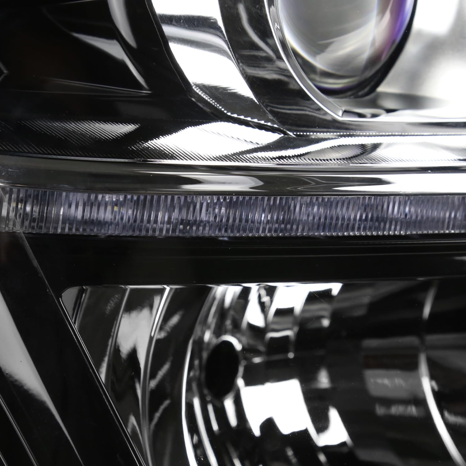 SPEC-D TUNING Black Right Passenger Side LED Light Bar Projector Headlight Compatible with 2015-2020 Chevy Tahoe, Suburban, Left + Right Pair Headlamps Assembly