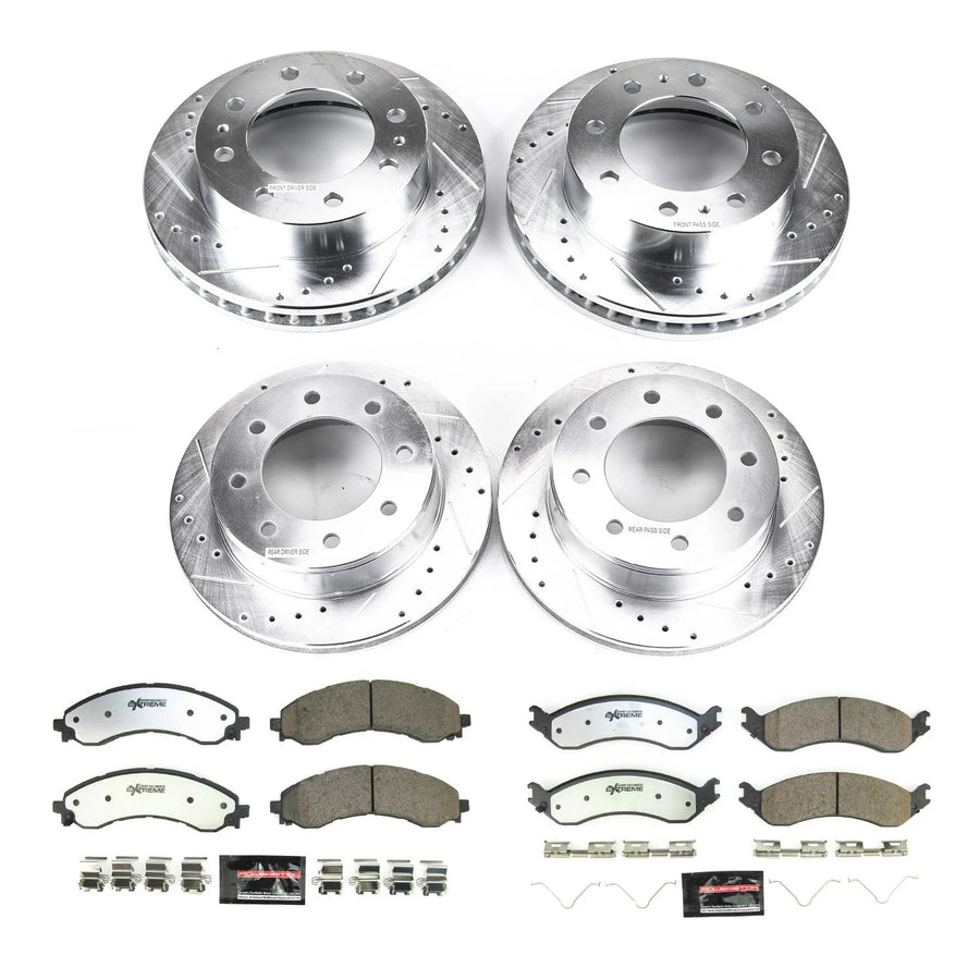 Power Stop Brake Kit Front and Rear For 2021 2022 2023 Chevrolet Express 2500 - Truck & Tow Carbon Fiber Ceramic Pads & Drilled and Slotted Rotors Replacement, K8798-36