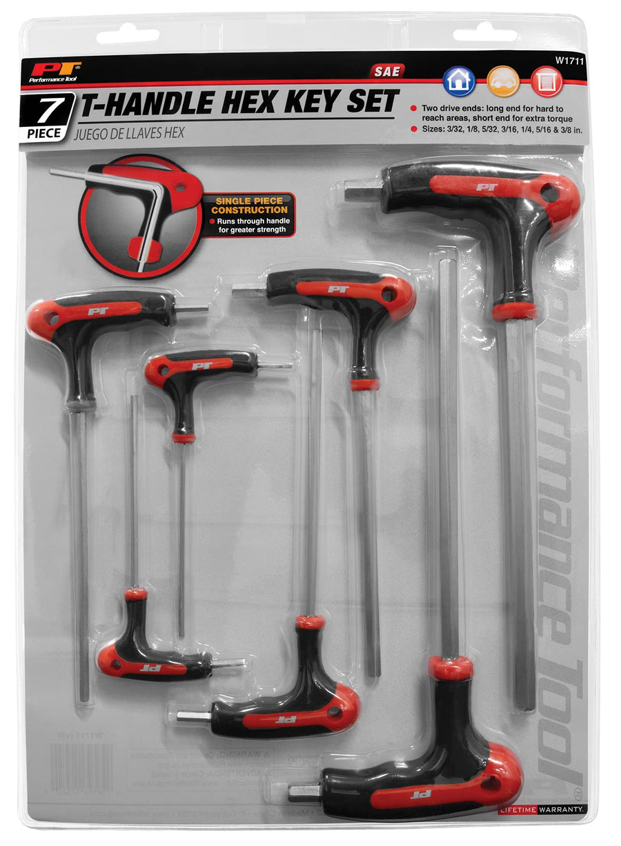 W1711 Performance Tool SAE T-Handle Hex Key Set, 7-Piece