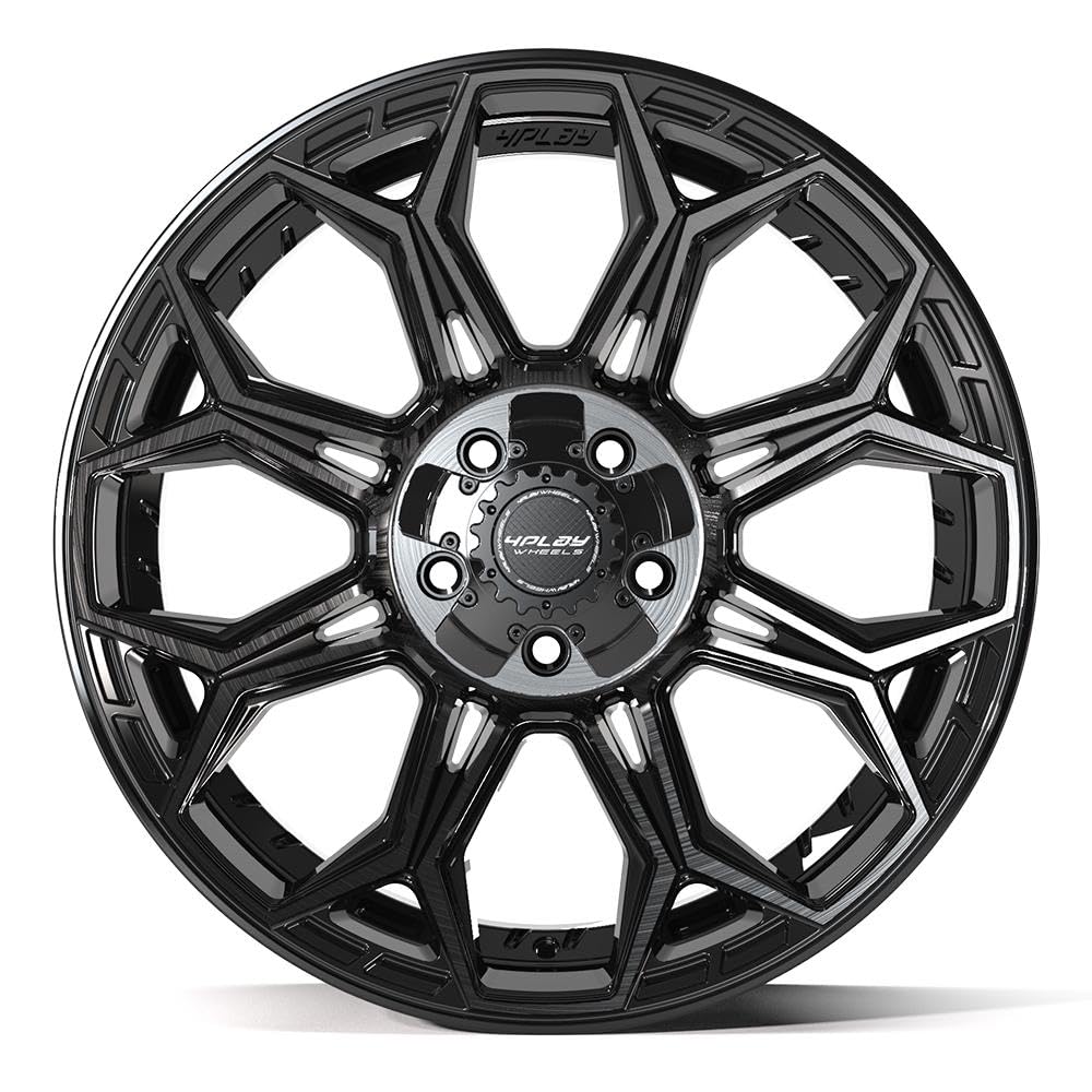 4PLAY Wheels 20 Inch Rim 4P83 Fits 5x127 & 5x139.7 20x9 Gloss Black Brushed with Tinted Clear (1)
