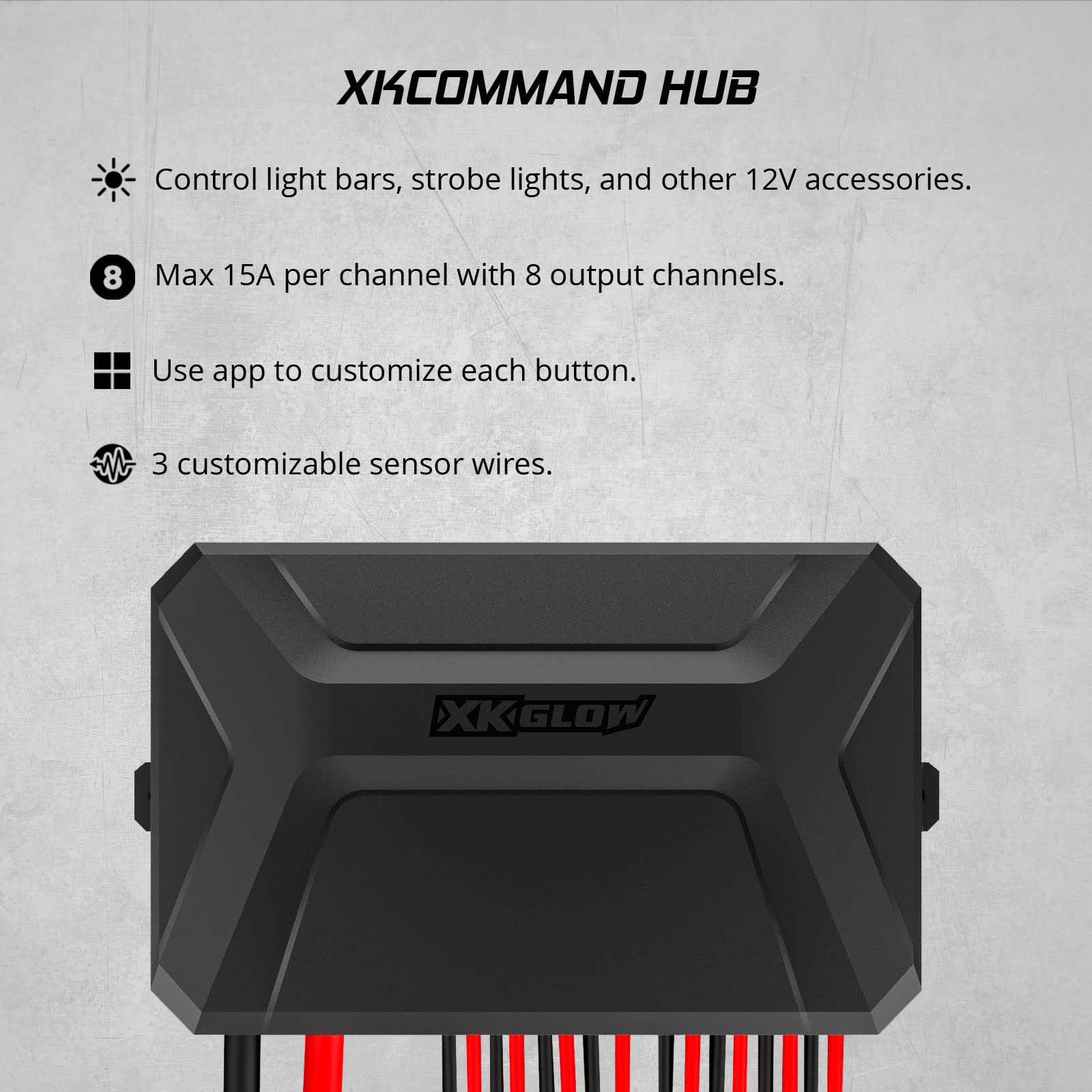 Bluetooth XKcommand RGB Universal Switch Panel Circuit Control Relay System Box with Automatic Dimmable On-Off LED Switch Pod Touch Switch Box for Car Pickup Truck Boat ATV SUV