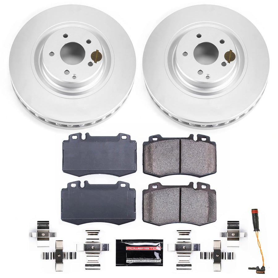 Coated Brake Rotor and Ceramic Brake Pads Power Stop CRK7788- Front For Mercedes-Benz CLK500 2003-2006 [Model Specific]