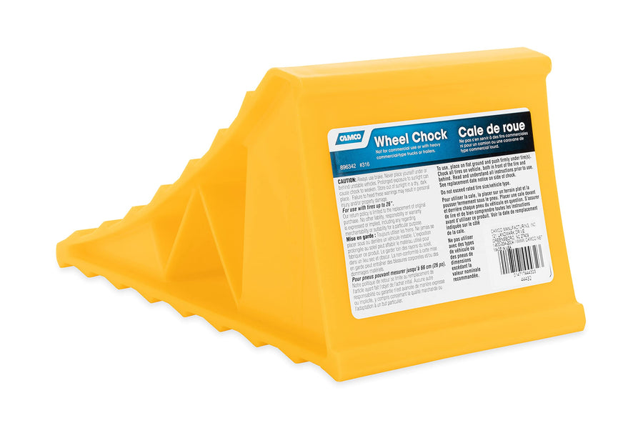 Wheel Chock Camco 44432 Without Rope, Helps Keep Your Trailer or RV in Place (Pack of 1), Yellow