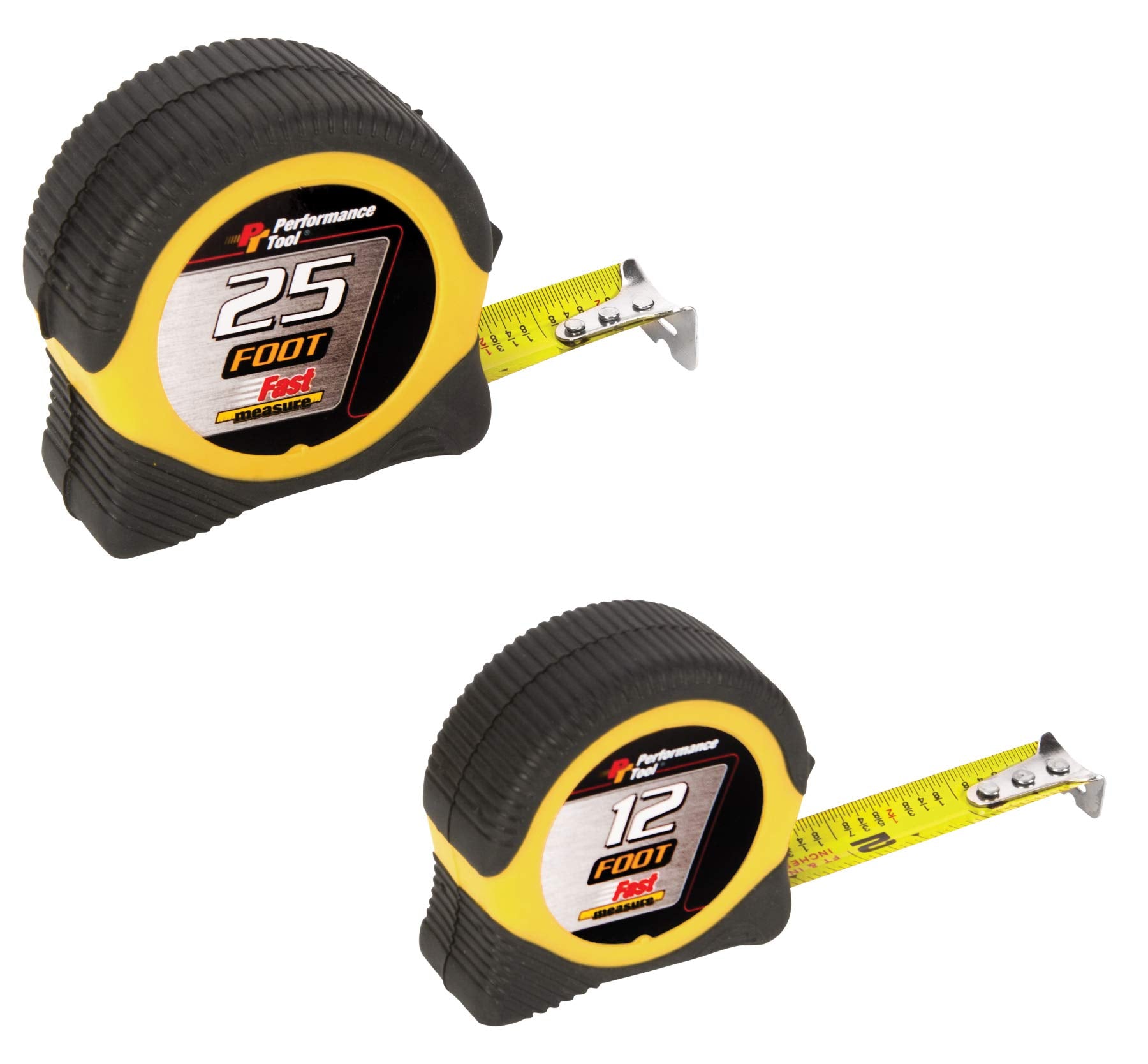 25-foot and 12-foot Performance Tool W5025BP Tape Measure Combo