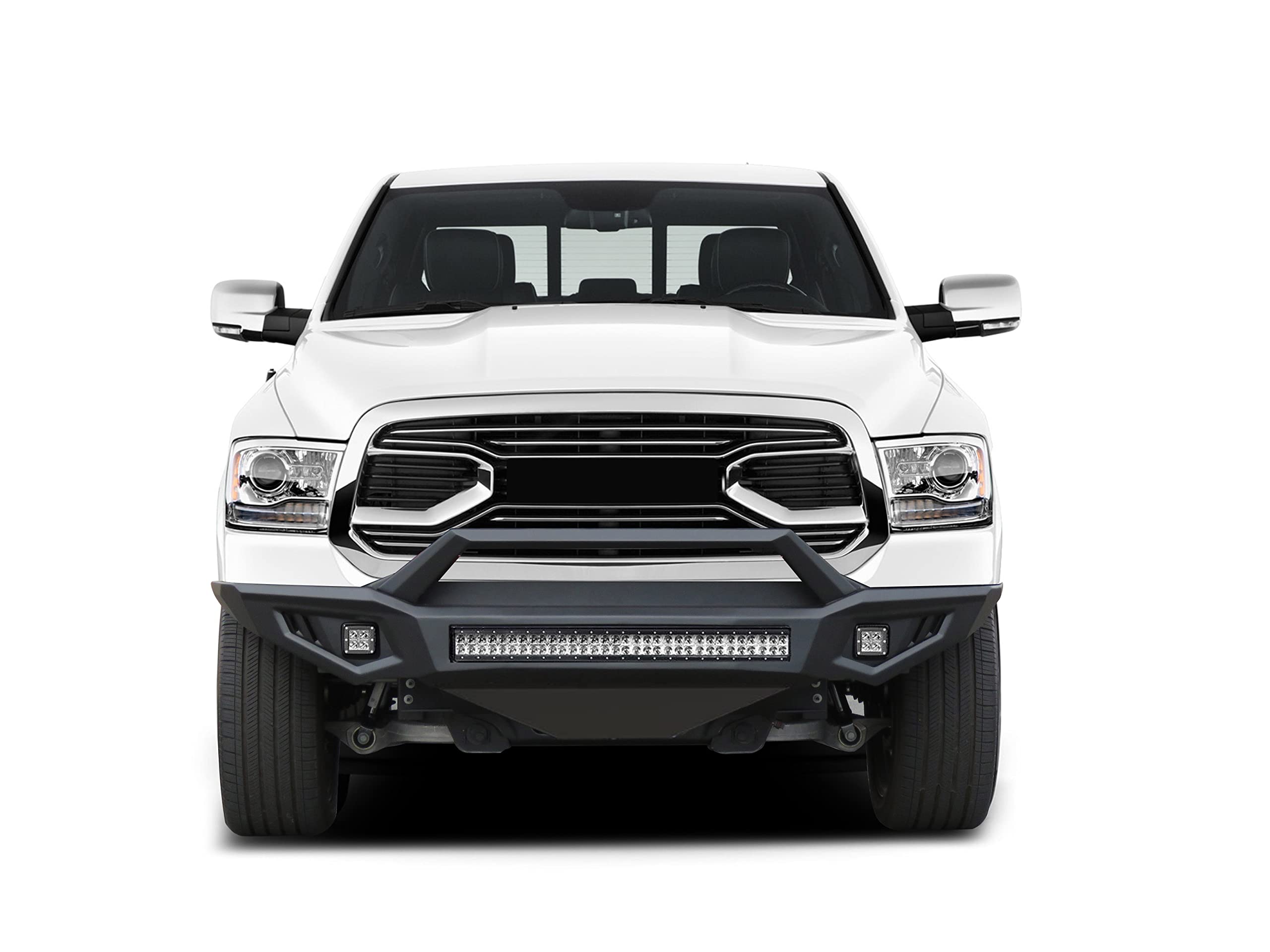 Armour II Heavy Duty Black Horse Front Bumper Kit Matte Black Compatible with 2015-2018 Ram 1500-AFB-RA16-K2