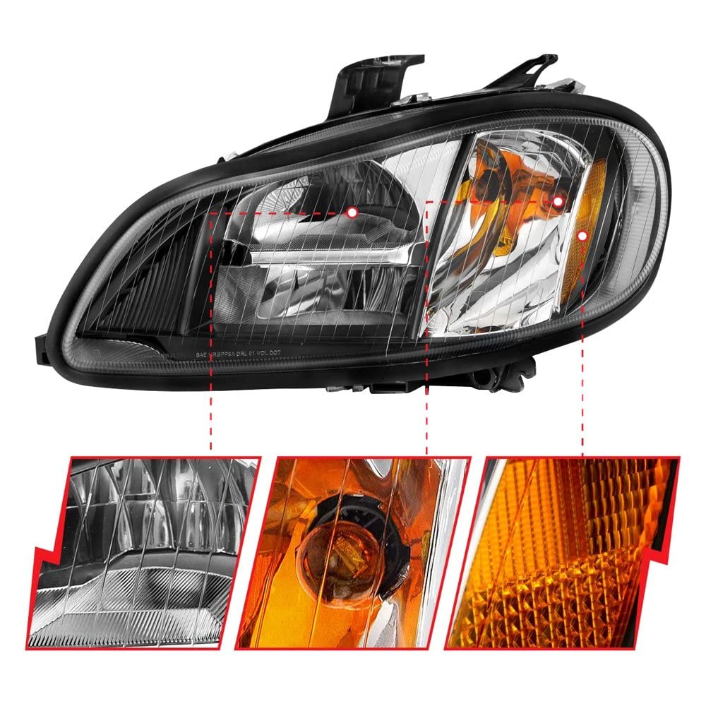 2002-2014 Freightliner M2 Anzo USA LED Crystal Headlights Black Housing w/Clear Lens (Pair) (131030)
