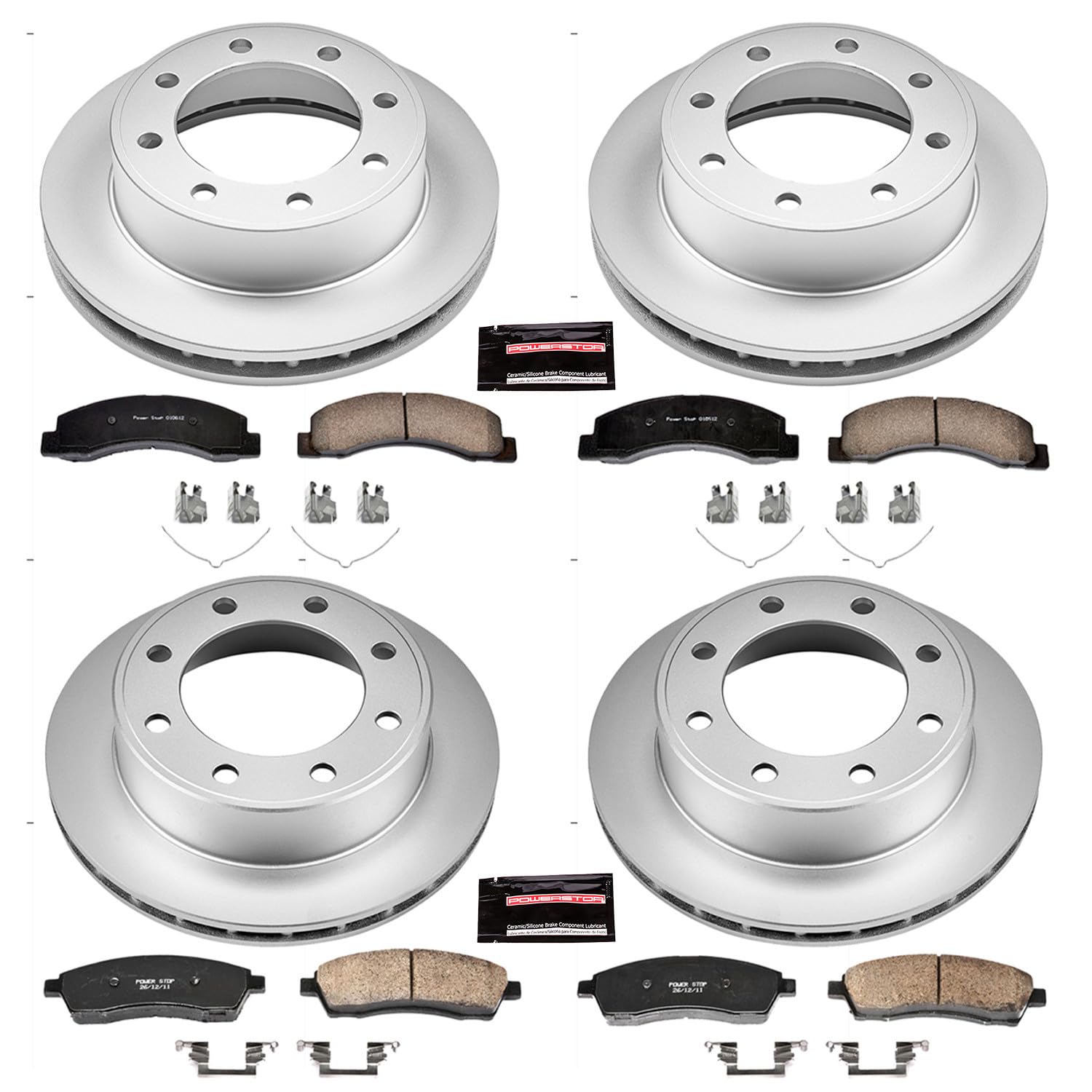 Power Stop Coated Brake Rotor & Ceramic Brake Pads- front CRK1906 & rear