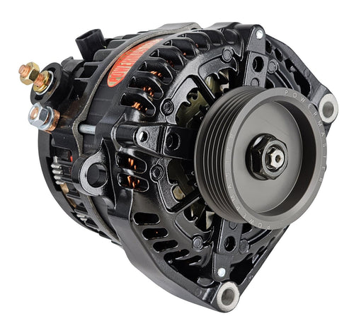 Alt Powermaster GM Denso Black 245A 3" 6 grv Under Drive Pulley 1-Wire HPR