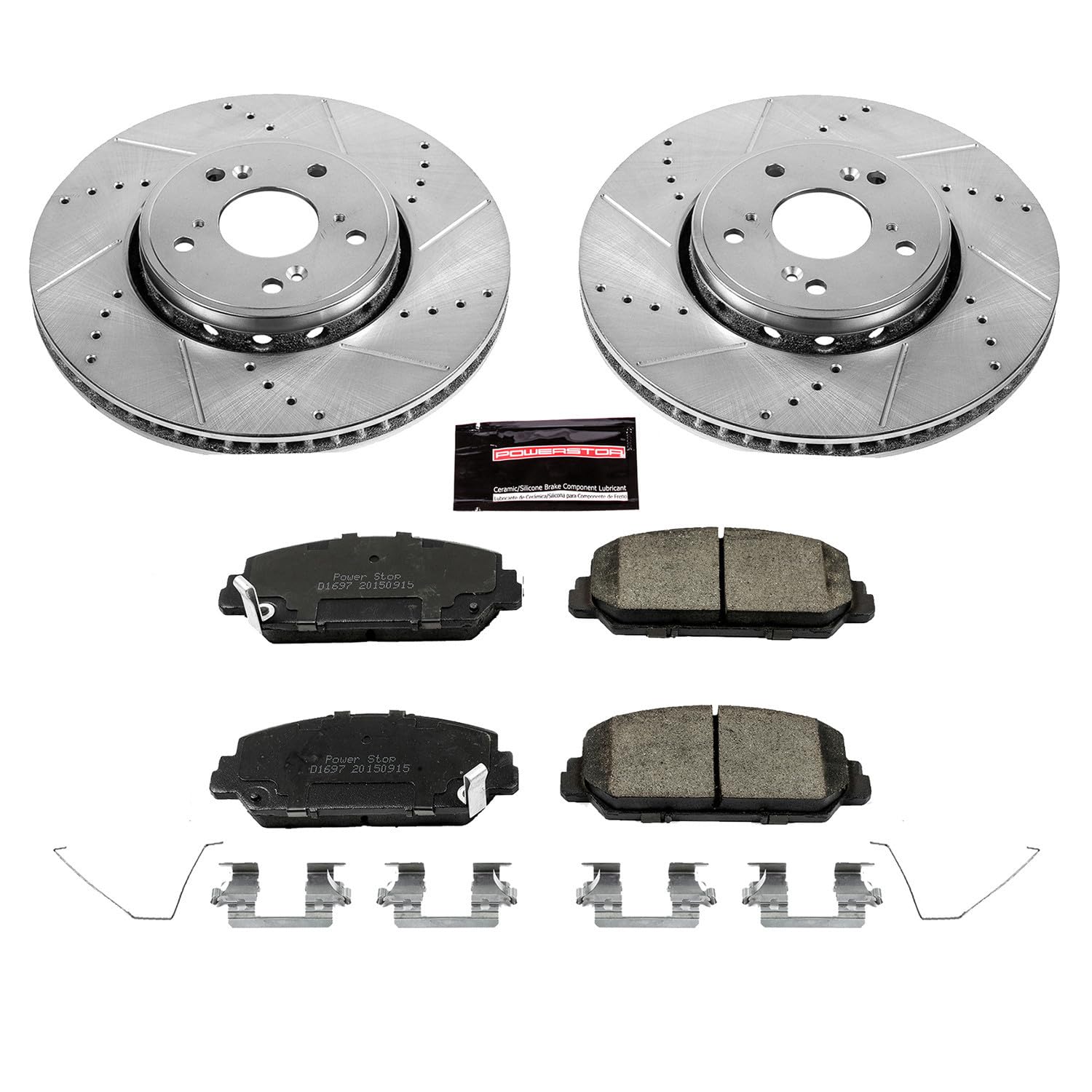 Power Stop K6940 Brake Kit with Drilled and Slotted Brake Rotors Z23 Carbon Fiber Brake Pads For 2016 Acura ILX | 2013 2014 2015 2016 2017 2018 Acura RDX