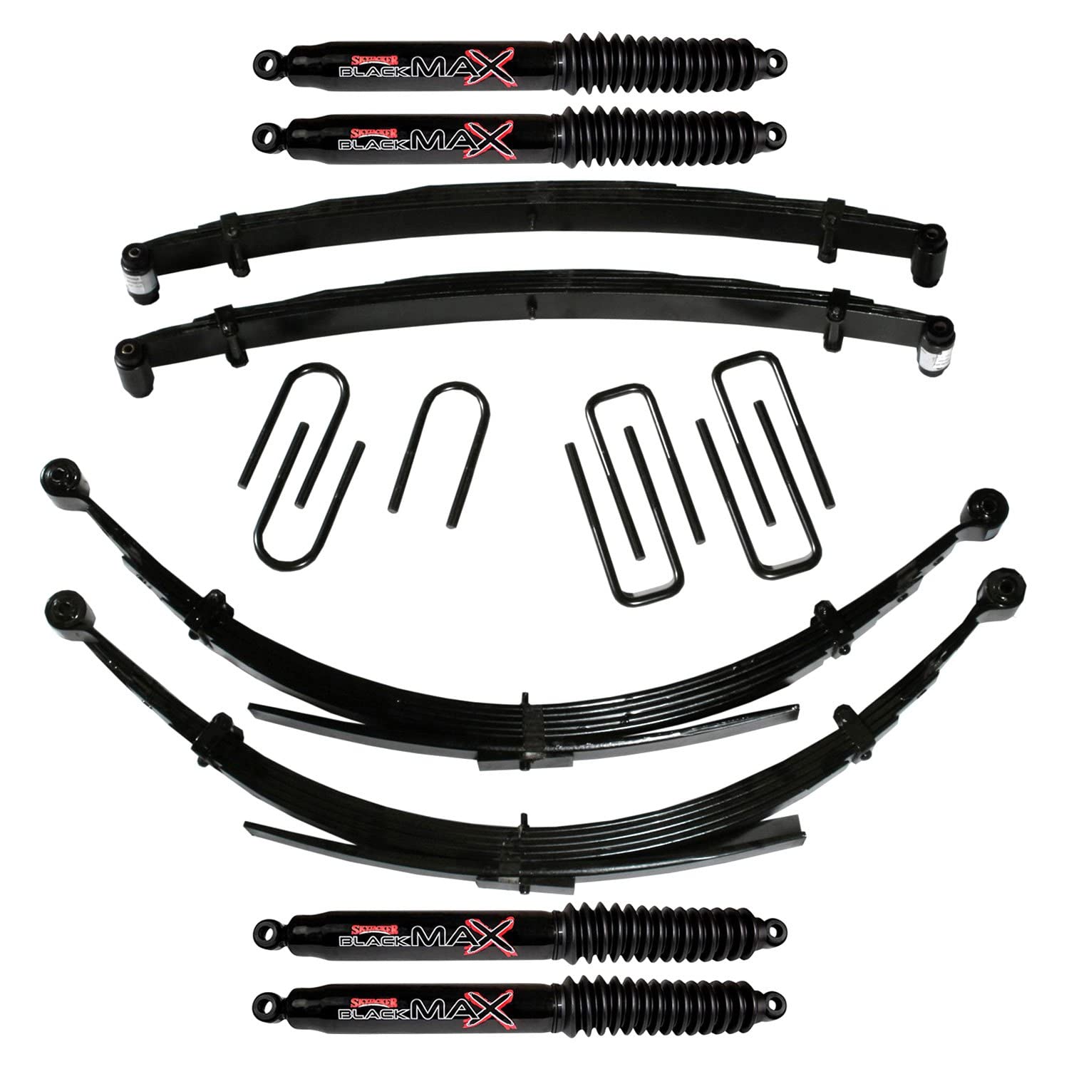 Skyjacker Suspension Lift Kit D800BKS-B w/Shock Black MAX Shocks 8 in. Lift Incl. Front/Rear Leaf Springs Front/Rear U Bolt Kits Front Bushing Kit