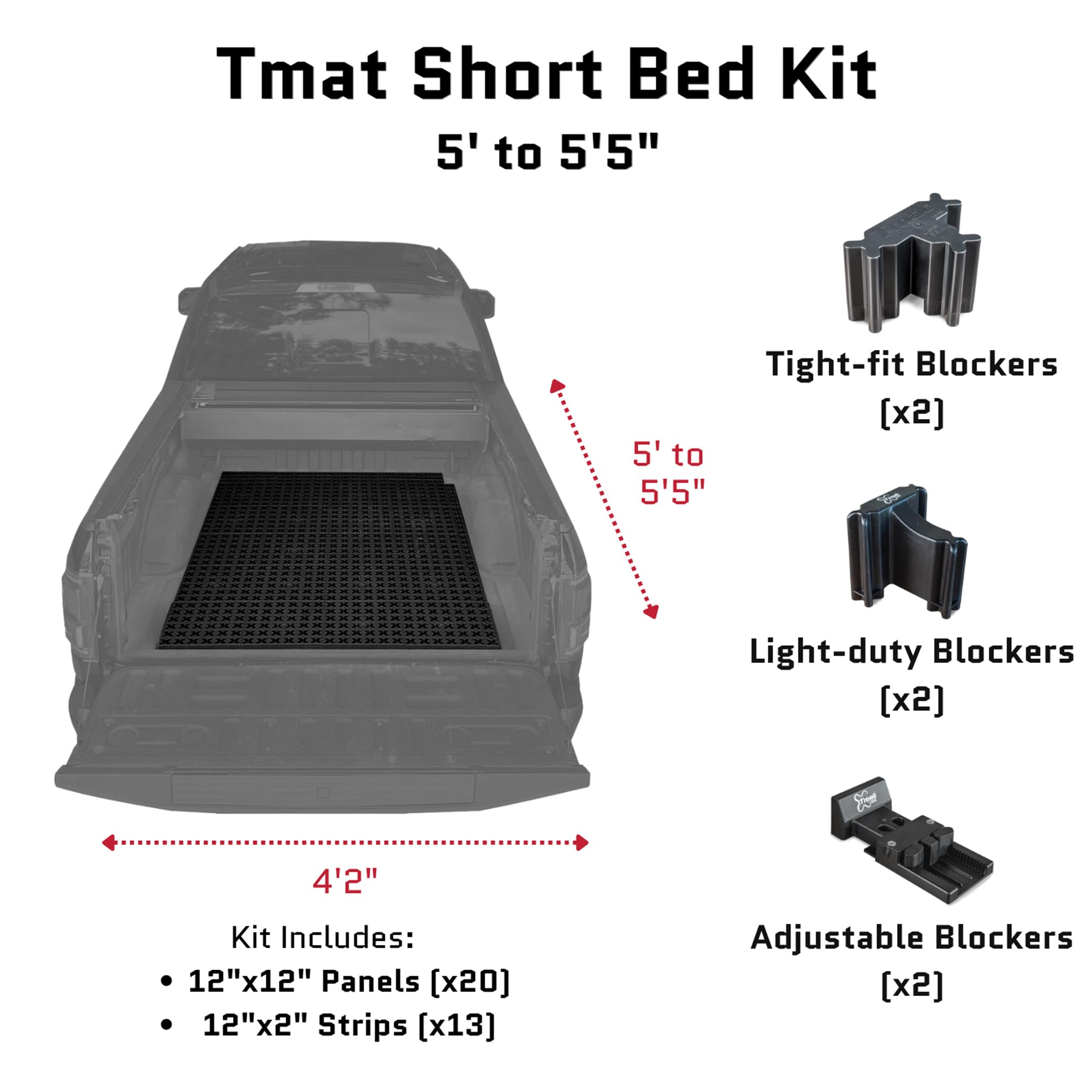 Truck Bed Mat Tmat & Cargo Management System (Short Bed 5' to 5'5")