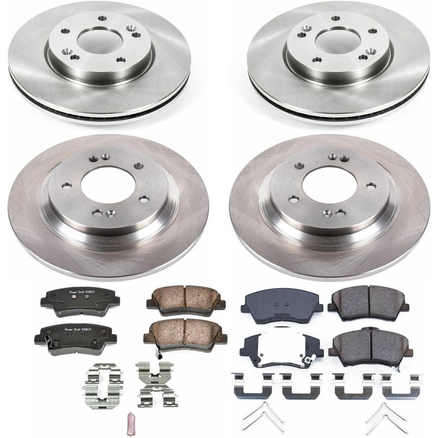 Power Stop KOE7580 Replacement Brake Kit-OE Front and Rear Brake Rotors & Ceramic Brake Pads For Hyundai Elantra GT 2018 [Model Specific]