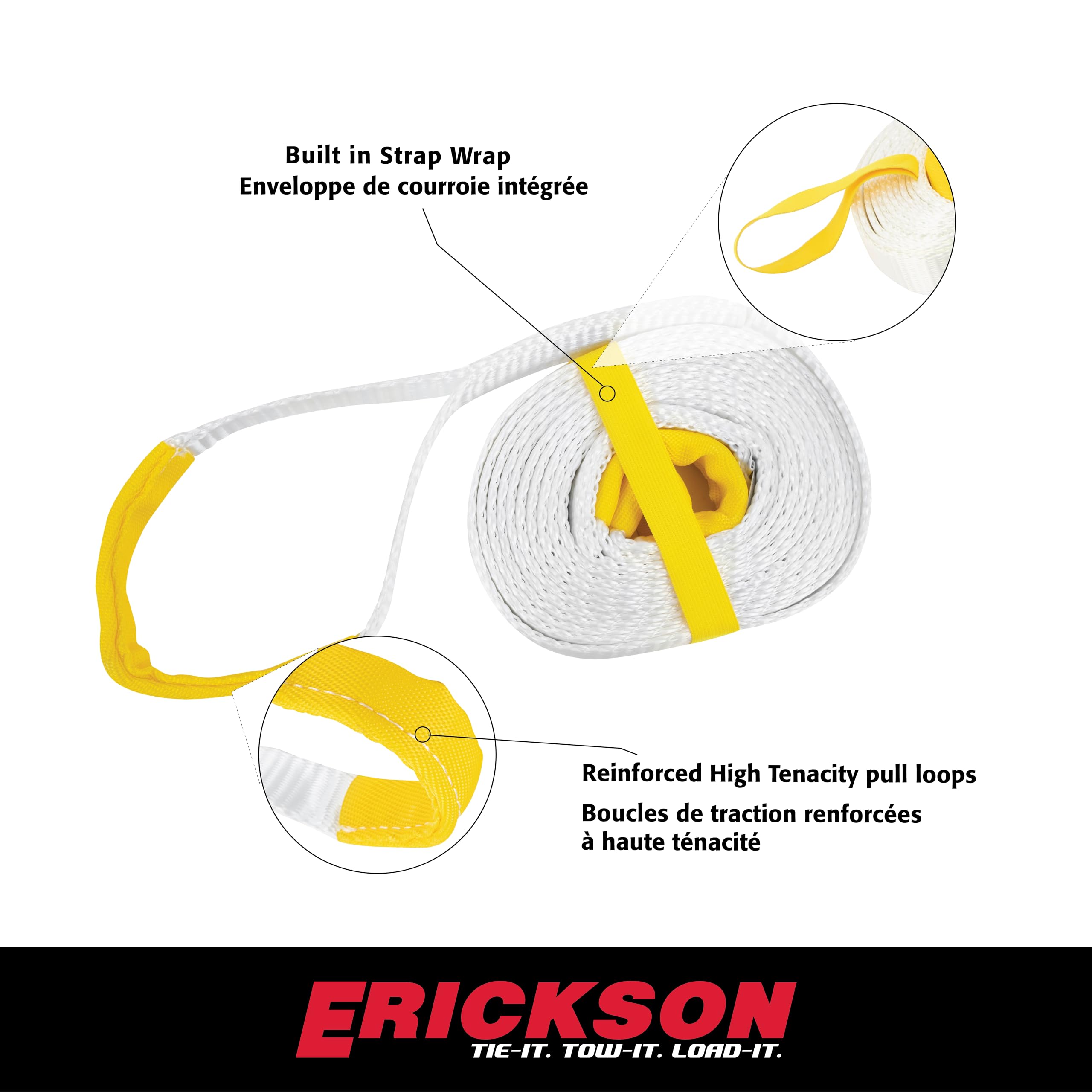 4" x 30' Erickson Recovery Strap, 35,000 lbs Breaking Strength, 17,500 lbs Maximum Vehicle Weight Capacity