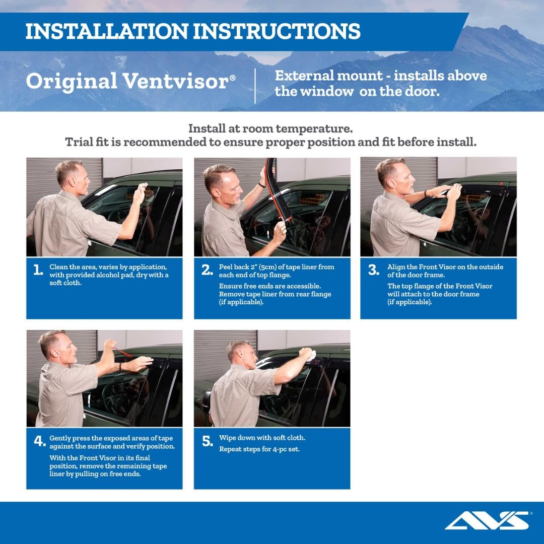 Auto Ventshade Outside Mount Rain Guards [AVS] for 2010 - 2025 Chevrolet Camaro | Window Vent Visors, 2 pcs. - Smoke | 92341
