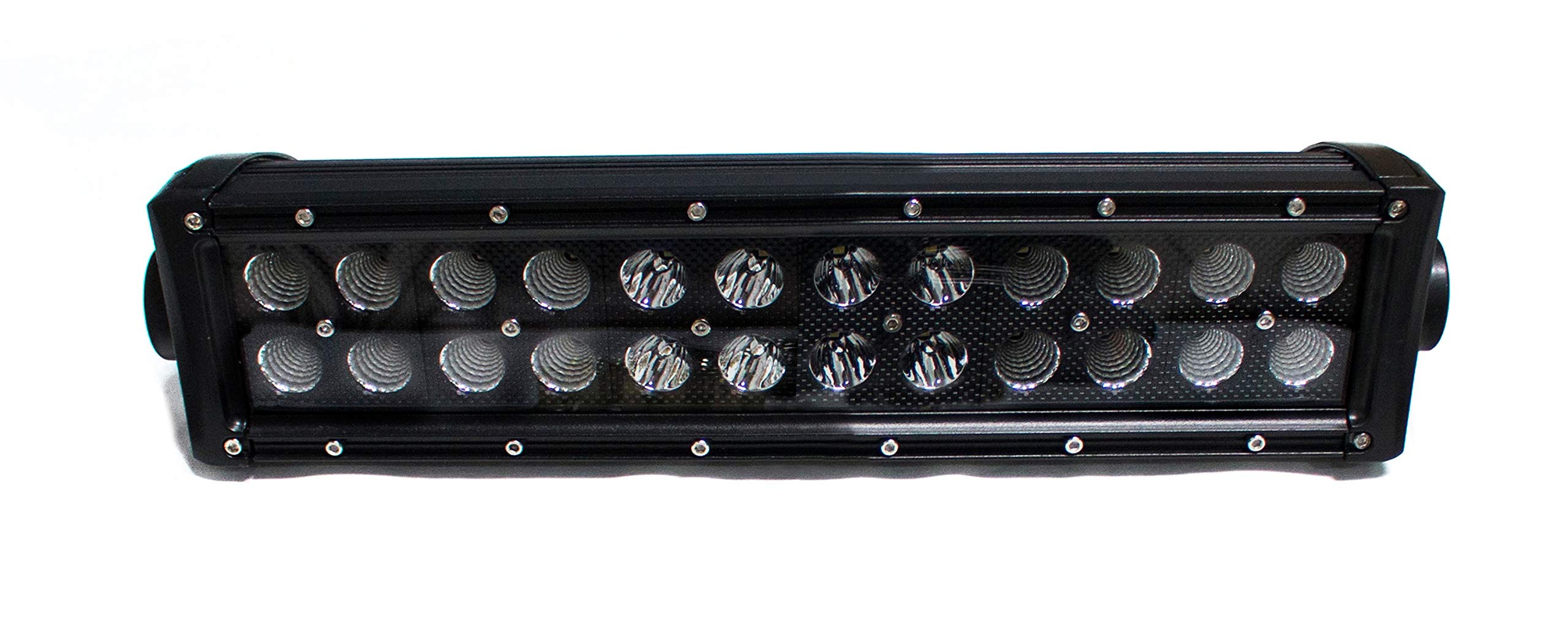 Race Sport Lighting 15in RSBO72 Blacked Out Series Straight, Double Row, Silver Combo-Flood/Beam Hi Performance Light Bar 72w