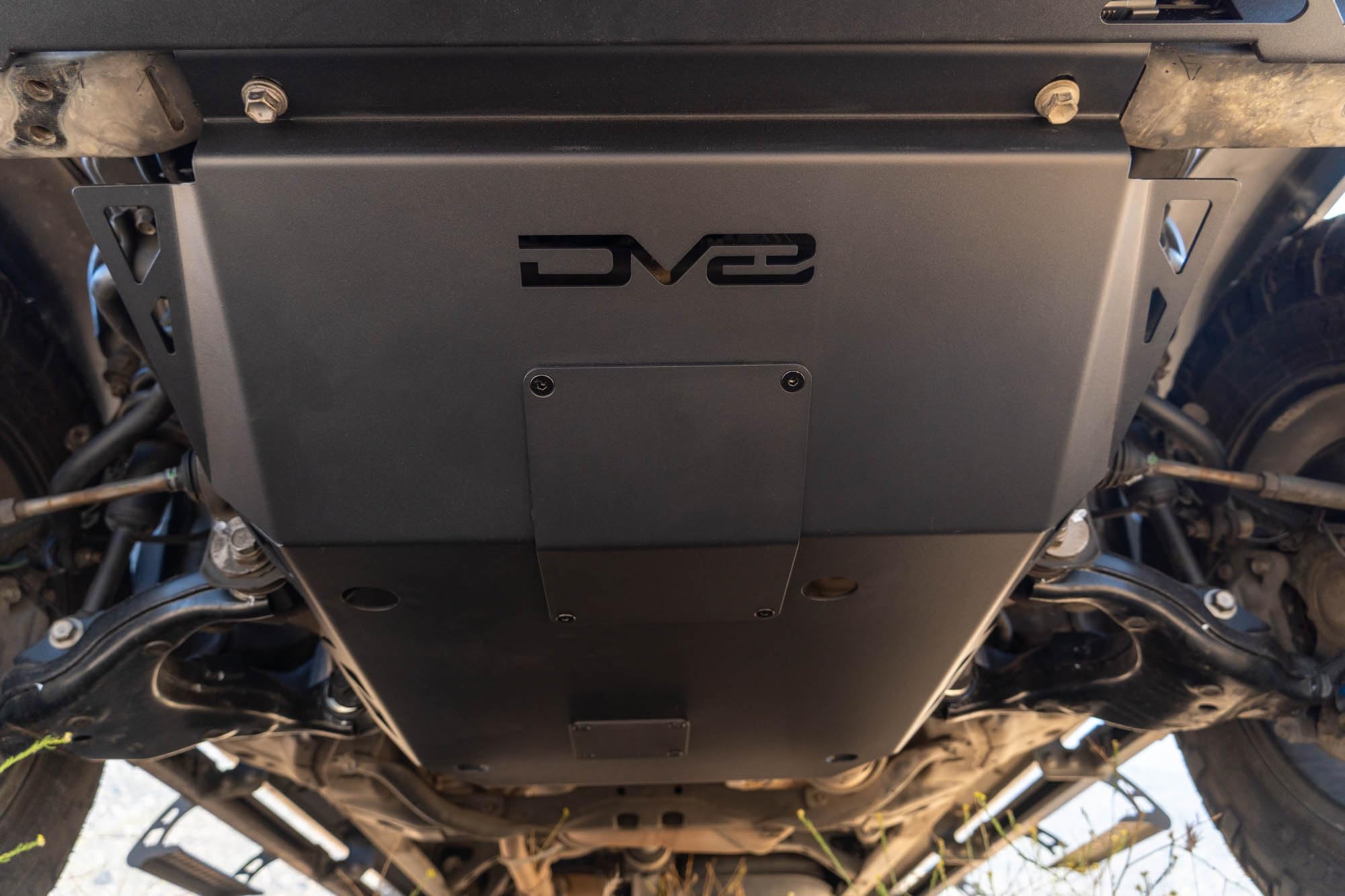Front Skid Plate DV8 for 2016-2023 Toyota Tacoma | Features Oil Filter & Drain Bolt Access Covers | Pairs with DV8 Front Bumpers for 3rd Gen Tacoma | Fully Bolt-On | Micro-Texture Black Powder Coat