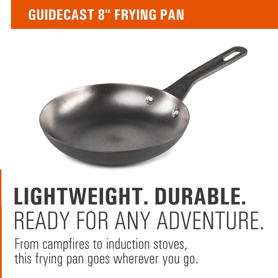 GSI Outdoors 8” Guidecast Frypan I Cast Iron, Lightweight, Gourmet Frying Pan, Camp Cookware