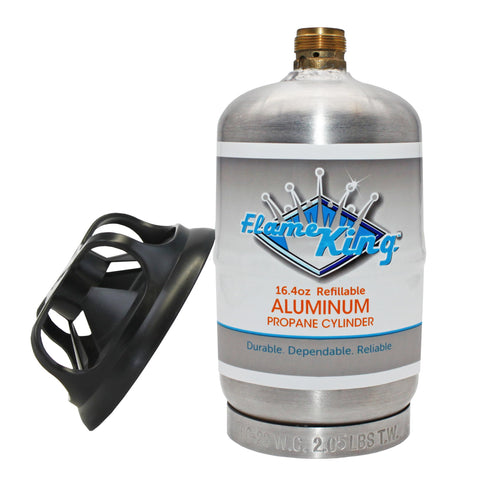 1LB Flame King Empty Aluminum Propane Cylinder Tank - Corrosion-Resistant and Rust-Free, Great for Camping and Small Appliances