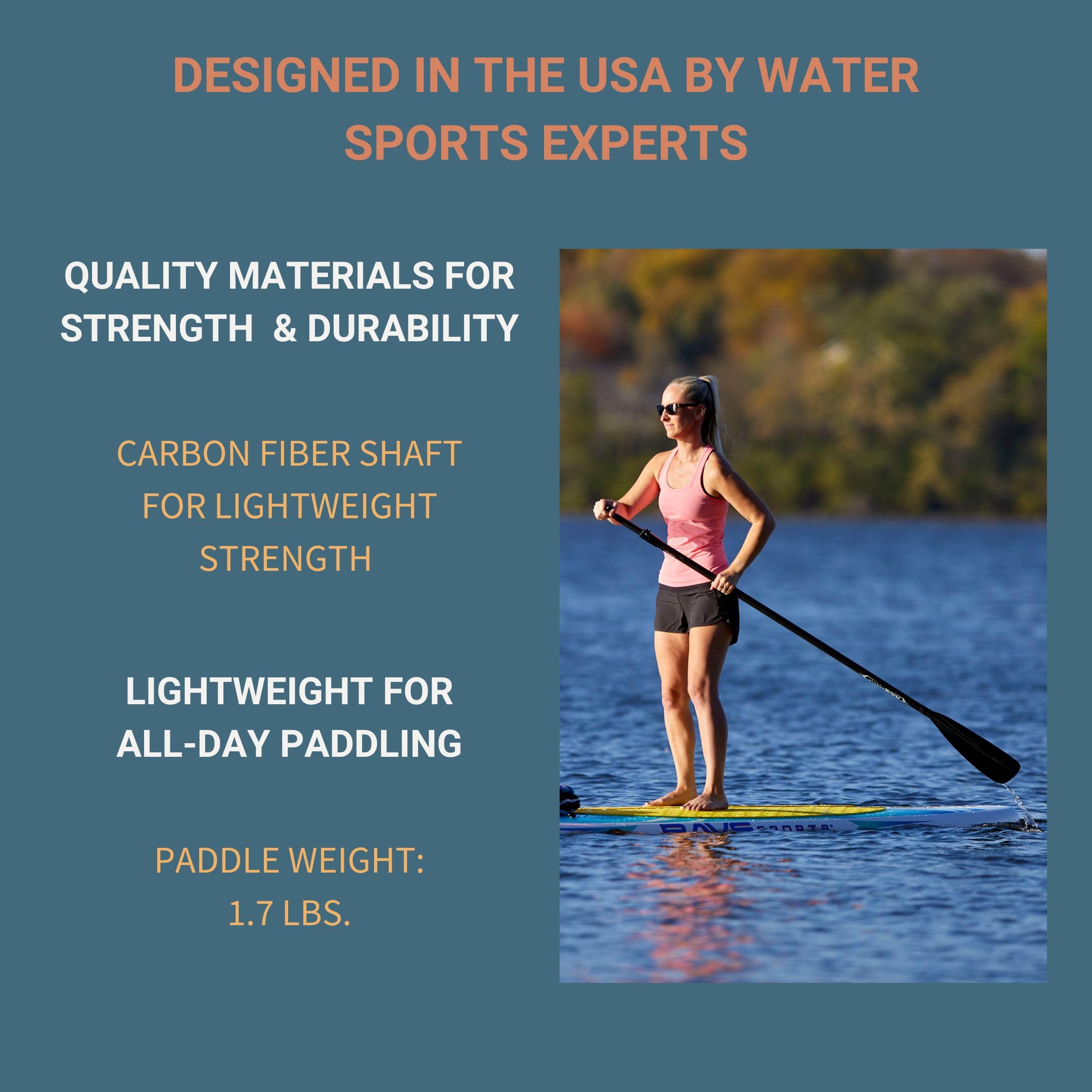 Rave Sports Adjustable SUP Paddle – Lightweight Oar for Stand Up Paddleboard, Floats and No Twist Handle Lock, Tempo Style