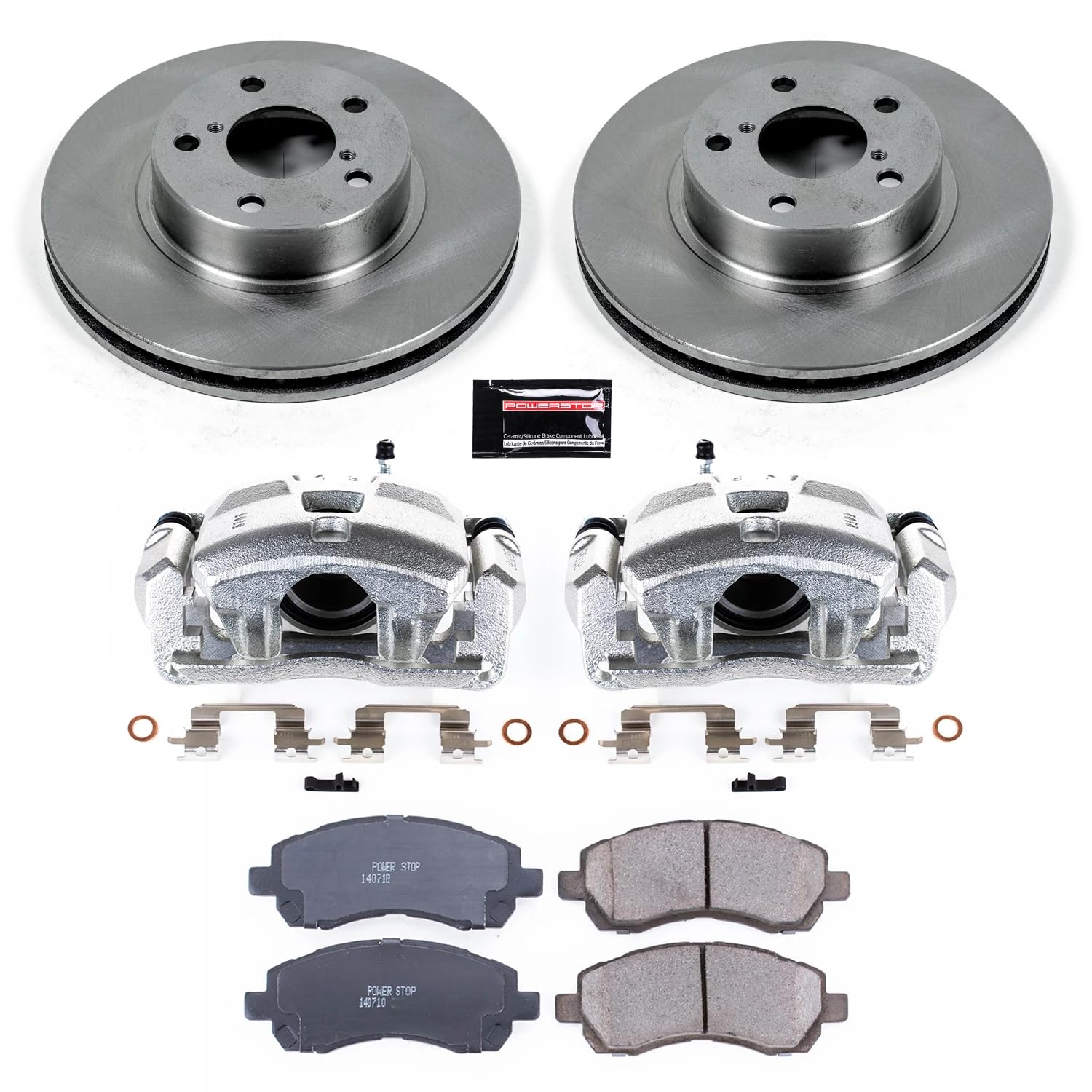 Power Stop KCOE445 Front Stock Replacement Caliper Kit- OE Rotors, Ceramic Brake Pads, Calipers For Subaru Impreza 1997-2001, Subaru Legacy 1997-2000 [Model Specific]