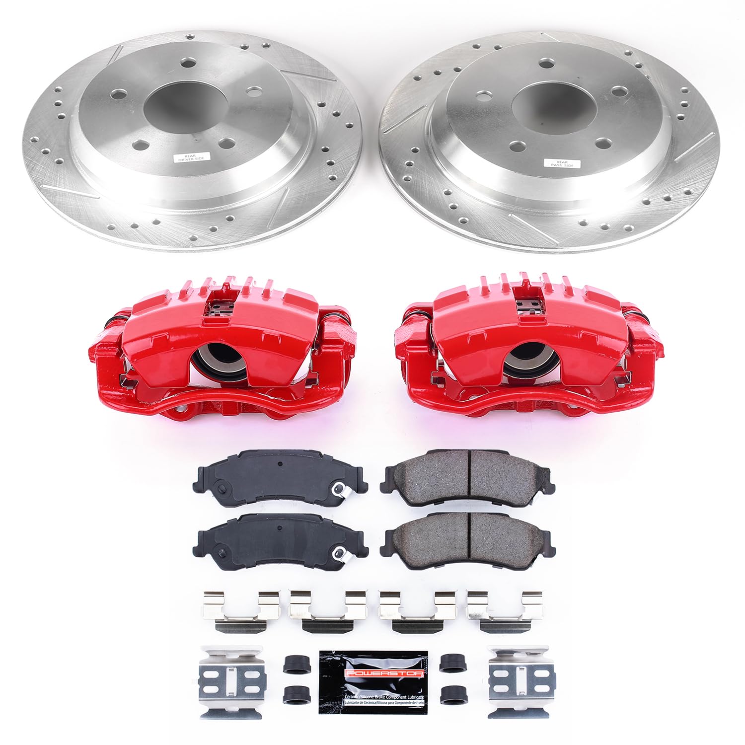 Power Stop KC2008 Brake Rotor Rear Caliper Brake Kit, Carbon-Fiber Ceramic Brake Pads and Brake Caliper For Chevy Blazer 1998-2005, S10 2003, GMC Jimmy 1998-2001, GMC Sonoma 2003 [Model Specific]