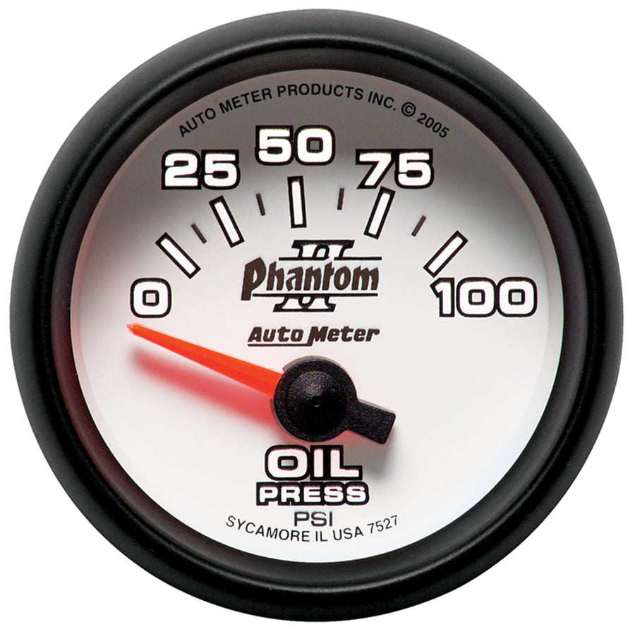 Auto Meter Phantom II 2-1/16" 0-100 PSI Short Sweep Electric Oil Pressure Gauge 7527