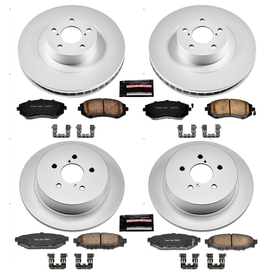 Power Stop CRK4081 Brake Rotor & Coated Ceramic Brake Pads- front & rear For Subaru Legacy 2005, Subaru Outback 2005 [Model Specific]