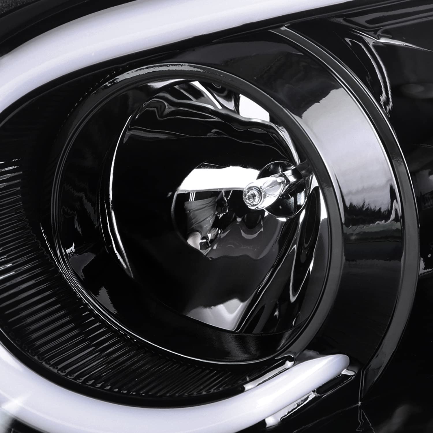 Jet Black SPEC-D TUNING Projector Headlights w/LED Light Bar Compatible with 2004-2005 Subaru Impreza RS/WRX/Outback/STI, Left + Right Pair Headlamps Assembly