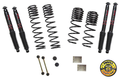 Skyjacker Suspension Lift Kit JL15BPBLT w/Shock 1-1.5 in. Lift Incl. Front and Rear Dual Rate/Long Travel Series Coil Springs Extended Sway Bar End Links Grade 8 Mounting Hdwr Black MAX Shocks